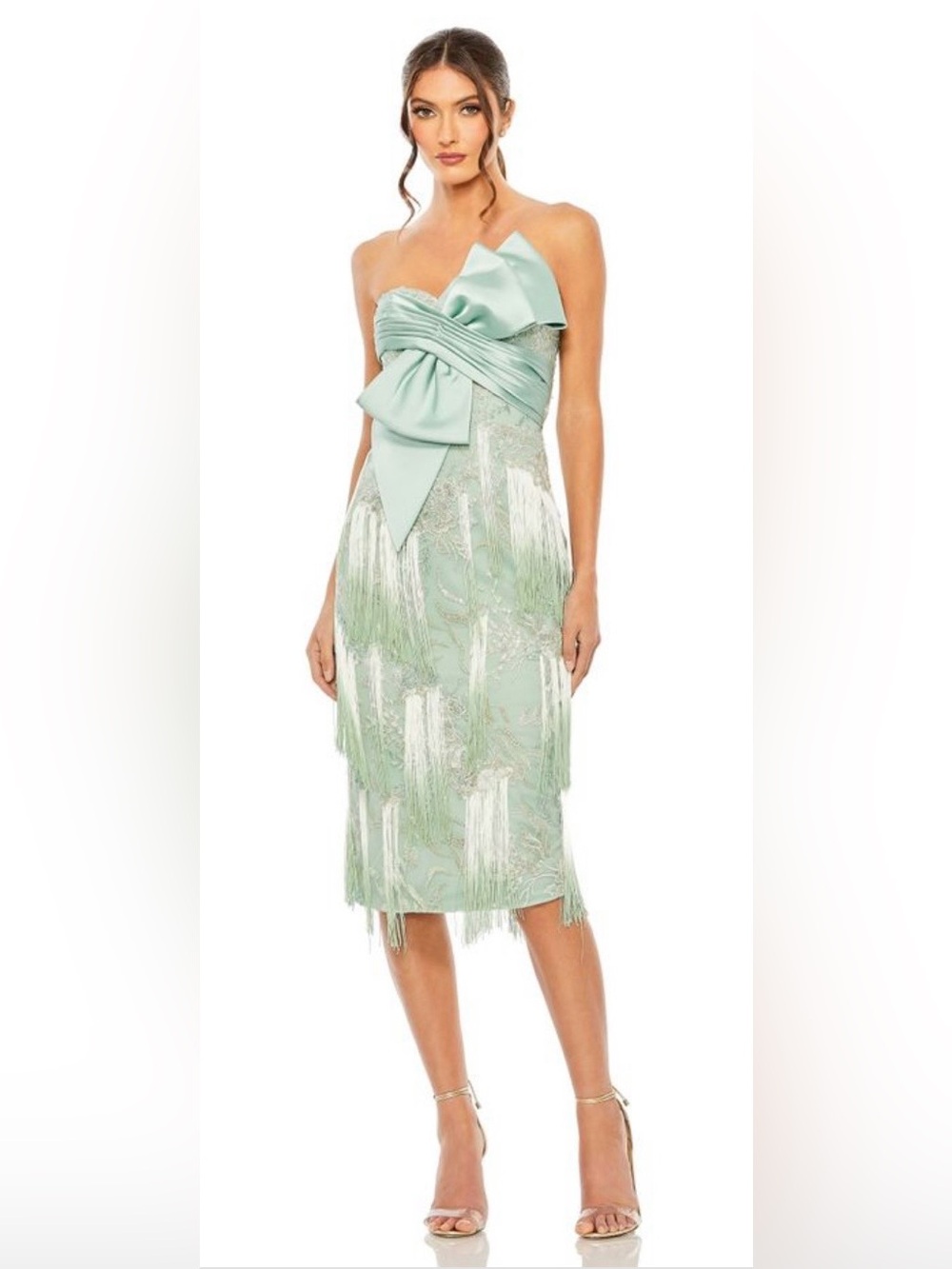 Mac Duggal 20593 NWT Strapless Fringe Cocktail Dress